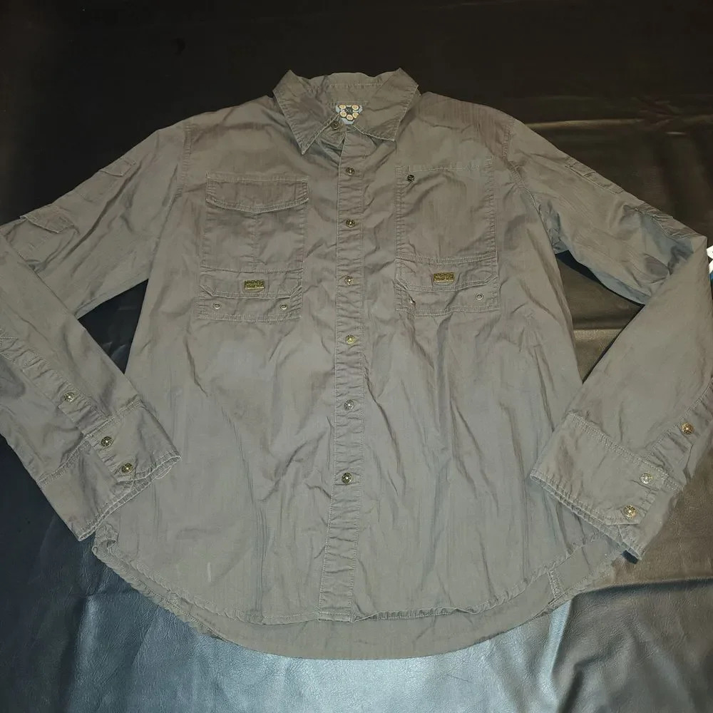 Blac Label Mens Metal Long‎ Sleeve Snap Button Shirt XL